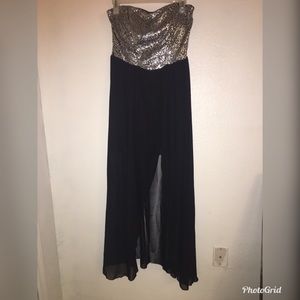 Prom or Evening Black and Silver Dress